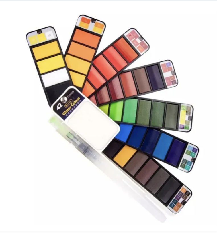 Superior 42 Solid Watercolor Paint Set With Water Brush Pen