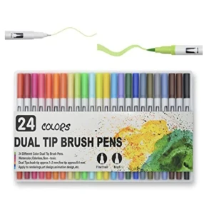 Duel tip brush pen 24 color set in a box • 24 dual-tip brush pens in a convenient box.
