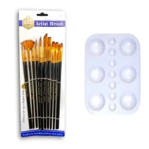 12 Pcs Paint Brush Set and 1 Pieces Artist Color Palette